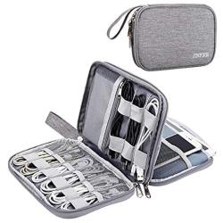 JINFIRE Electronics Organizer Travel Cable Organizer Waterproof Portable Electronics Accessories Case Gadget Bag for 7.9'' IPad Mini, Chargers, Cord, Phone, USB, SD Card,Gray
