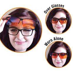 Blue Light Blocking Glasses - Fits over Reading glasses - SLEEP BETTER at Night - Orange Anti Glare lens to Reduce Insomnia, Migraine, Eye Strain – Blue Filter Computer Glasses for Men, Women, Gaming