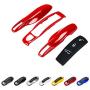 Rolling Gears Remote Key Fob Shell Cover and Key Button Rubber Compatible with Porsche Cayenne and Macan Key Fob (Red)