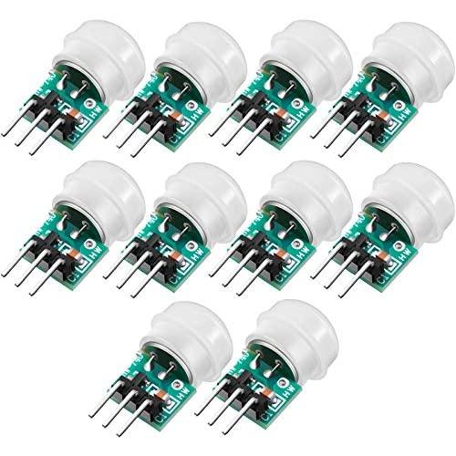 Weewooday 10 Pieces AM312 Mini Human Sensor Module IR Pyroelectric Infrared PIR Motion Sensor Detector Modules DC 2.7V to 12V, Working Temperature Minus 20 Degrees Celsius to 60 Degrees Celsius