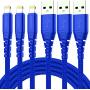 3Pack iPhone Charger Cable 1Ft, CABEPOW 1 Foot Short Lightning to USB-A 2.4A Fast Charging Cord with 1 Feet Premium Nylon Braid Wire for iPhone 11/11Pro/X/XS/XR/XS Max/8/7/6/5S/SE/SE 2020 - Blue