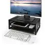 Simple Trending 2-Tier Monitor Stand Riser, Metal Desk Organizer Stand with Anti-Slip Suction Cup for Laptop, Computer, iMac, Pc, Printer, Black