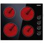 Electric Cooktop, Built-in Ceramic Cooktop Hard Wired, 220-240V Electric Stove Top with 4 Burners, 9 Heating Level, Knob Control, Auto Shut Down Protection