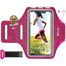 JETech Cell Phone Armband Case for iPhone SE(2020)/11/11 Pro/XR/XS/X/8 Plus/7 Plus/8/7/6s/6, Galaxy S10/S9/S9+, Adjustable Band, w/Key Holder and Card Slot, for Running, Walking, Hiking, Plum