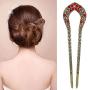 2 Pcs Vintage Hair Stick, Crystal Rhinestone Double Prong Hair Pin Stick Hairstyle Chignon Hairpin