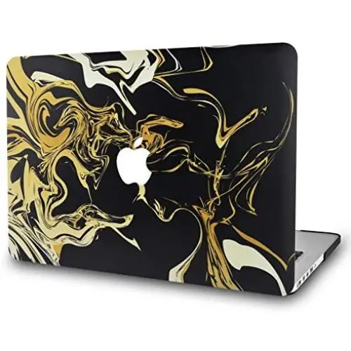 KECC Laptop Case for MacBook Pro 13'' (2021/2020/2019/2018/2017/2016) Plastic Hard Shell Cover A2338 M1 A2289 A2251 A2159 A1989 A1706 A1708 Touch Bar (Black Gold)