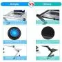 Upgraded Aluminum Laptop Stand Adjustable with Cooling Fan and Mouse Pad, Reinforced Ergonomic Lap Desk Foldable Portable Computer Table for Bed Sofa Couch Office (Extra Wide Tray: 19'', Silver)