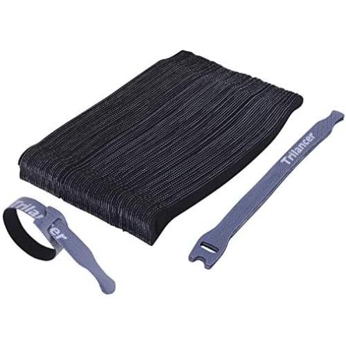 Reusable Cable Straps Wire Ties, Pack of 50 Trilancer Adjustable Cord Fastener Cable Organizer, 8 Inches(Black)