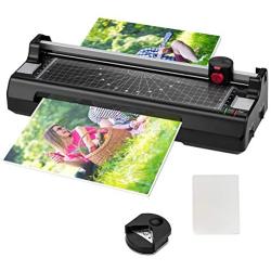 Goplus Laminator Machine, A4 Thermal Laminating Machine with 25 Pouches, Paper Trimmer, Corner Rounder, 9 Inches Personal Laminator for Home School Office, Small Hot Cold Lamination Machine