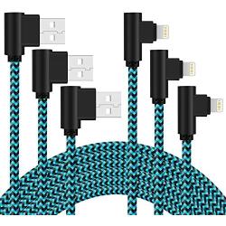 iPhone Charger 10FT Right Angle Long Lightning Cable 90 Degree iPhone Charging Cable for iPhone 12 11 Pro XS Max XR X / 8/7 / 6s Plus/ 5s / 5c / 5se / iPad (Blue 10FT)