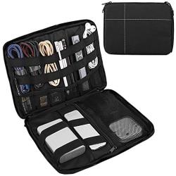 MoKo Electronics Organizer Bag, Travel Universal Electronics Accessories Case, Waterproof Travel Cables Management Storage Bag for Hard Drives, Phone, Plug, Charger, SD Card and More [Small] - Black