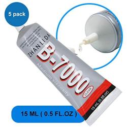 MMOBIEL Pack of 5 B-7000 15 ML Multipurpose High for Industrial Glue Semi Fluid Transparent Adhesive 15 ml 0.51 fl.oz
