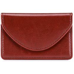 FYY Handmade Premium PU Leather Business Name Card Case Universal Card Holder with Magnetic Closure (Hold 30 pics of Cards) Brown