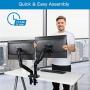 HUANUO Dual Monitor Stand - Adjustable Spring Monitor Desk Mount Swivel Vesa Bracket with C Clamp, Grommet Mounting Base for 17 to 27 Inch Computer Screens - Each Arm Holds 4.4 to 14.3lbs