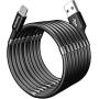 Magnetic Phone Charging Cable,(1.8M/6FT) Super Organized USB Fast Charging Cord Self Winding Wire Portable Storage 360 Degree Coiling Magnets Retractable Compatible with i-Products