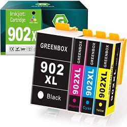 GREENBOX Compatible Ink Cartridges Replacement for HP 902XL 902 XL for Hp OfficeJet Pro 6978 6968 6958 6962 6960 6970 6979 6950 6951 6954 6975 Printer (1 Black 1 Cyan 1 Magenta 1 Yellow)