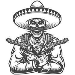 EW Designs Black and White Old Cowboy Western Vinyl Decal Bumper Sticker (4'' Tall, Man with Guns Drawn)