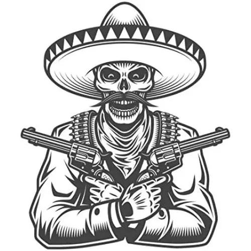 EW Designs Black and White Old Cowboy Western Vinyl Decal Bumper Sticker (4'' Tall, Man with Guns Drawn)