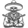 EW Designs Black and White Old Cowboy Western Vinyl Decal Bumper Sticker (4'' Tall, Man with Guns Drawn)