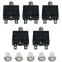 IZTOSS 5PCS 30Amp Circuit Breakers with manual reset Waterproof Button transparent Cover DC50V AC125-250V with Quick Connect Terminals