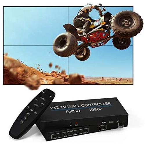 NIERBO 2x2 HDMI Video Wall Controller, 1080P@60HZ HD Display, 180 Degree Rotate, 8 Display Modes - 2x2, 1x2, 1x3, 1x4, 2x1, 3x1, 4x1, HDMI Input & Output