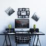 Wallniture Home Office Desk Organizer - Wooden 2 Drawer Under Monitor Stand - Printer Platform - Paper Holder Black