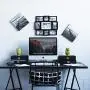 Wallniture Home Office Desk Organizer - Wooden 2 Drawer Under Monitor Stand - Printer Platform - Paper Holder Black