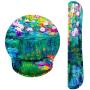 Claude Monet Water Lilies VI Ergonomic Design Mouse Pad with Wrist Rest Hand Support and Keyboard Support. Round Large Mousing Area. Mouse Pad and Keyboard Pad for Laptop, PC Computer & Mac.