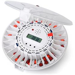 LiveFine Automatic Pill Dispenser, 28-Day Electronic Medication Organizer with Alarm Reminders, Flashing Light and Safety Lock - Dispenses Prescriptions Up to 6 Times Per Day - Clear Lid