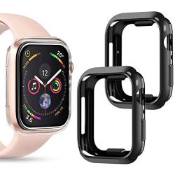Goton Compatible iWatch Apple Watch Edge Case 40mm SE/Series 6/5 / 4 [No Screen Protector], (2 Packs) Soft TPU Shockproof Edge Case Cover Bumper Protector (Black and Black, 40mm)