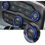 Challenger/Charger Control Knob Covers，Custom Fit Volume AC Radio Switch Button Decal Trim Rings Set of 3 - Compatible with Dodge Challenger/Charger (2015-UP) - Blue