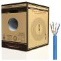 Mediabridge Pure Copper Cat6 Cable (250 Feet, Blue) - 10Gbps Ethernet, Solid, in-Wall Rated, w/Premium Snagless Pull-Out Box - (Part# C6-250-BLUE)