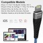 iPhone Charger, iCrius [Apple MFi Certified] 6Ft Led Light Up Lightning Cable USB Fast Charger Charging Cord Compatible with iPhone 11 Pro Max XS XR X 8 7 6 Plus SE iPad and More(Blue)