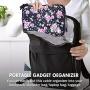 Universal Electronics Accessories Organizer, Waterproof Portable Cable Organizer Bag,Travel Gear Carry Bag for Cables (L, Black) (Flower, L)