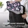 Universal Electronics Accessories Organizer, Waterproof Portable Cable Organizer Bag,Travel Gear Carry Bag for Cables (L, Black) (Flower, L)