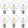 Energetic Lighting Dimmable LED Edison Light Bulb, G25 Globe Shape, Clear Glass, 60W Equivalent, 2700K Soft White, G80 Christmas Light, E26 Standard Base, UL Listed, 6-Pack