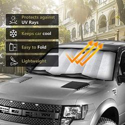 HUILI Windshield Shade, Foldable Car Sun Shade for Windshield 59x31.5 inch (150x80 cm) UV Blocking, Car Window Shade for Pickups, Trucks, SUVs, Shiny Pink