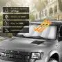 HUILI Windshield Shade, Foldable Car Sun Shade for Windshield 59x31.5inch (150x80 cm) UV Blocking, Car Window Shade for Pickups, Trucks, SUVs, Shiny Green