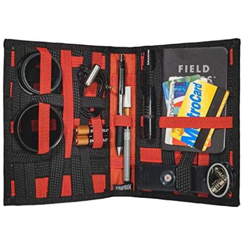 Strapbook Elastic Grid Organizer Book for Electronics Accessories Travel Cables Chargers and More (2-Pack Red)