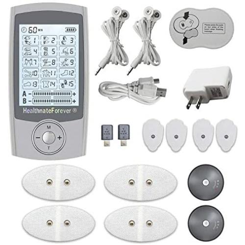2nd Edition HealthmateForever Pro18AB Silver +2 Wireless Wi9 Kits,18 Modes Best Muscle Stimulator TENS Unit Machines Electronic Pulse Massagers for Lower Back Sciatica Hip Pain 2 Year Warranty