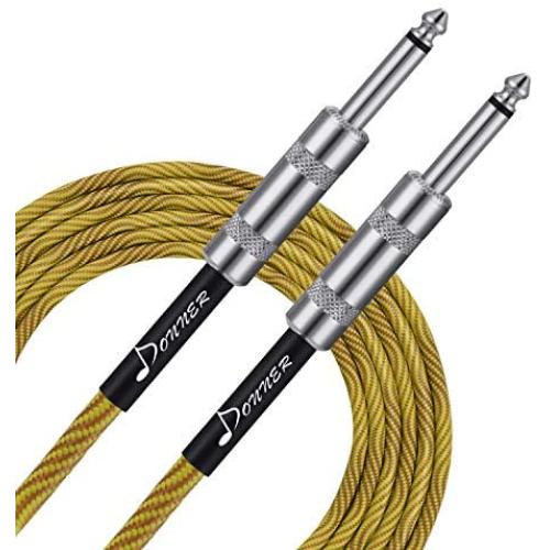 Donner Guitar Cable 20 ft, Low Noise Guitar AMP Cord, 1/4 Inch Instrument Cable for Electric Guitar Bass Straight to Straight Brown Yellow Donner Guitar Cable 20 ft, Low Noise Guitar AMP Cord, 1/4 Inch Instrument Cable for Electric Guitar Bass Straight to Straight Brown Yellow
