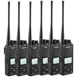 SAMCOM Two Way Radio FPCN10A 2 Watts Programmable UHF Handheld Walkie Talkie Long Range 20 Channels Double PTT LCD Display Earpieces, 6 Packs
