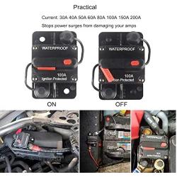 OUHL 100 Amp Circuit Breaker Manual Reset 30-250A for Car Truck Rv ATV Marine Trolling Motors Boat Vehicles,12V-48V DC Waterproof (100A)