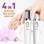 Electric Nail File Kit & Callus Remover (4 in 1) Best Pedicure Tools to Polish Nails - Perfect Manicure & Pedi Foot Care Set - Professional Electronic Polisher and Shine Buffer - Toenail Ridge Shaper