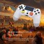Game Controller for PS4,Wireless Controller for Playstation 4 with Dual Vibration Game Joystick (White)