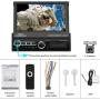 Single Din Car Stereo Navigation Car Radio 7'' Motorized Touch Screen Bluetooth Head Unit Support GPS/FM Radio/AUX-in/USB/SD/Android iOS Mirror Link + 12 IR Car Backup Camera + Wireless Remote