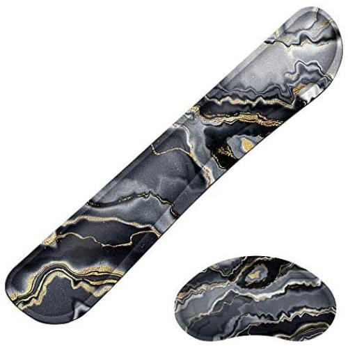 HAOCOO Ergonomic Keyboard Wrist Rest Pad and Mouse Pad Wrist Support Set with Non-Slip Backing Memory Form-Filled, Easy-Typing and Pain Relief for Gaming Office Computer Laptop(Black Gary Mix Marble)