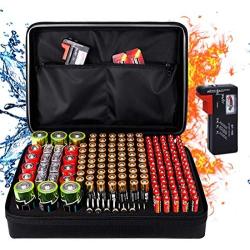 Fireproof Battery Organizer Storage Box Fireproof Waterproof Explosionproof Safe Carrying Case Bag Hard Holder, Holds 200+ Batteries AA AAA C D 9V, with Battery Tester BT-168 (Not Includes Batteries)