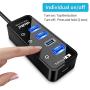 USB 3.0 Hub, atolla 4 Ports Super Speed USB 3 Hub Splitter with On Off Switch with 1 USB Charging Port (Cable Length 2 Feet, No AC Adapter) (4-Port hub)