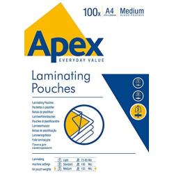Fellowes 6003501 Apex (A4) 125 Micron Laminating Pouches - 100 Pack